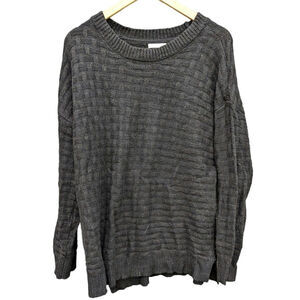 Chunky Waffle Knit Charcoal Grey Gray Boat Neck Sweater Women Plus Size Cozy XL